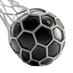 Fototapeta premium A Black Soccer Goal Net Isolated Against a White white and transparent background.