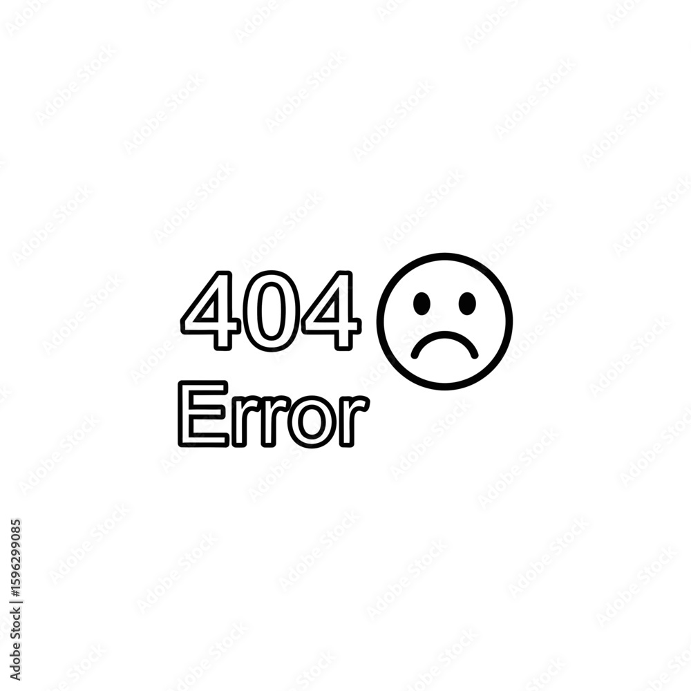 Poster vector icon of 404 error with sad face