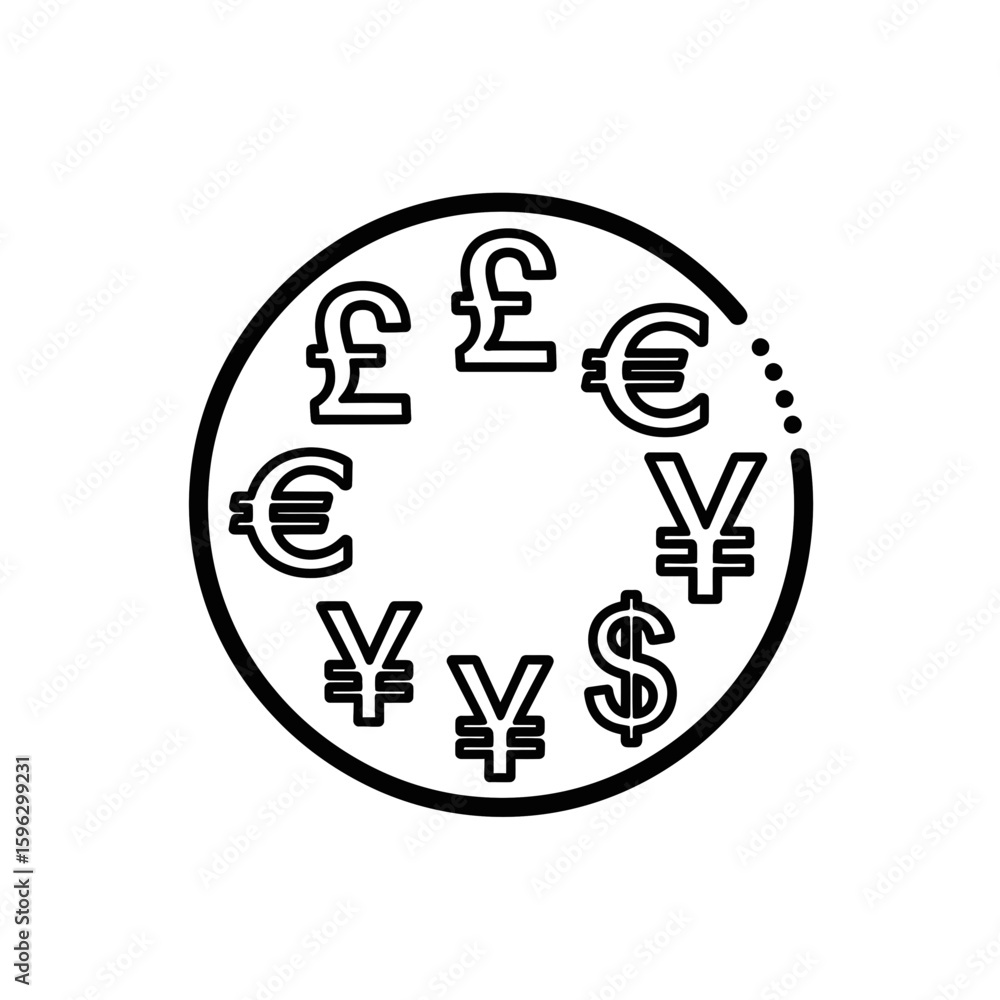 Poster global business currency exchange icon in minimalist style