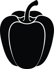 Bell Pepper Silhouette Vector Icon – Black Vegetable Shape. 