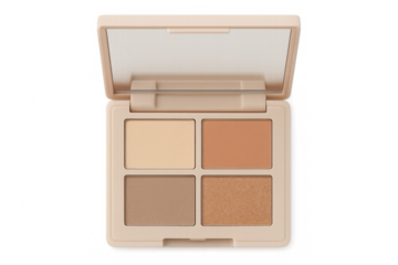 Cosmetic eyeshadow palette displaying multiple neutral and vibrant pigments, showcasing professional makeup artistry and color versatility