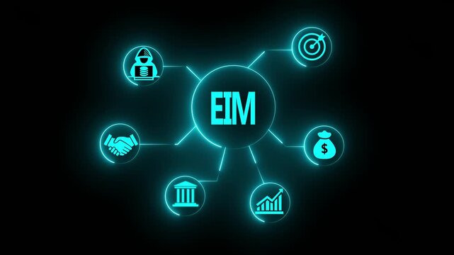 EIM Enterprise information management system concept. Business, Technology, Internet and networking concept.businessman accessing digital documentation system through virtual screen interface.