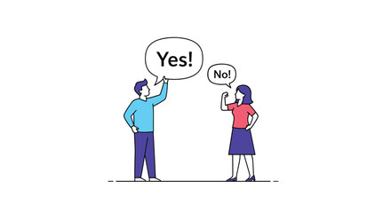 Two people having a disagreement expressing their different opinions clearly and respectfully