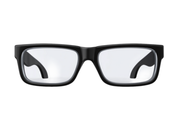 Black Frame Eyeglasses, Isolated on White Transparent Background