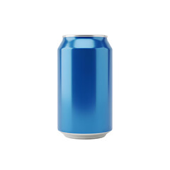 Blue Soda Can Glossy Aluminum Drink Packaging Mockup Isolated Transparent PNG Image