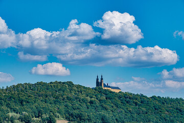 View from Bad Staffelstein of Banz Monastery in Upper Franconia