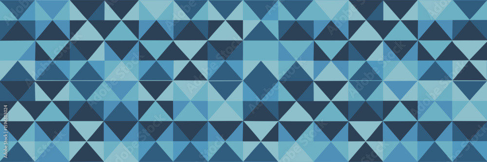 Poster seamless vector pattern of geometric triangles squares and circles in blue shades – great for graphi