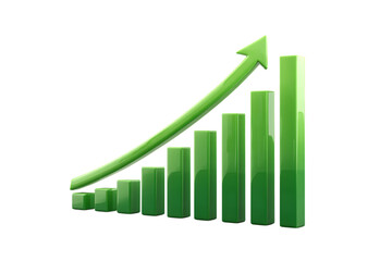 Green Business Growth Chart with Arrow Upward Representing Increasing Revenue and Positive Financial Performance on a Black Background