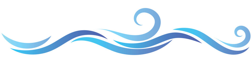 This stylized graphic depicts a flowing, abstract ocean wave.