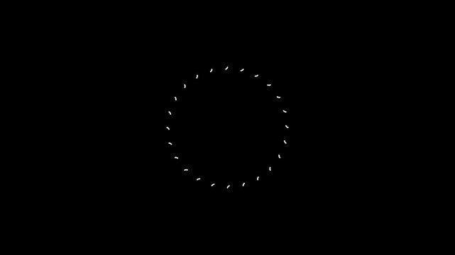 Line shape blast animation circle bursting highlight motion graphics on black screen background zig zag horizontal fireworks celebration seamless loop 4K cartoon flat vector random geometric sparkle