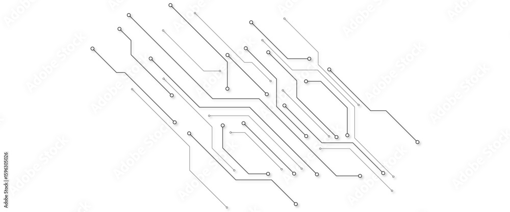 Poster vector technology connected white lines and dots with electronics elements on tech bg. digital techn