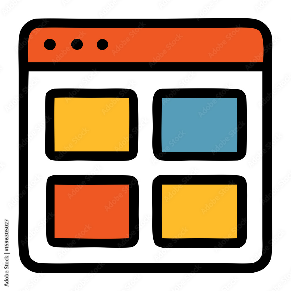 Poster simple solid grid browser interface layout template mockup icon