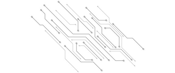 Vector Technology connected white lines and dots with electronics elements on tech bg. Digital technology futuristic internet network speed connection white background.