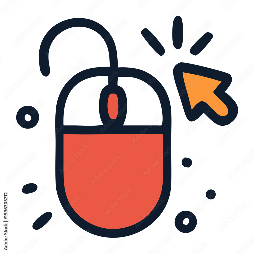 Poster simple line art computer mouse click pointer technology icon symbol