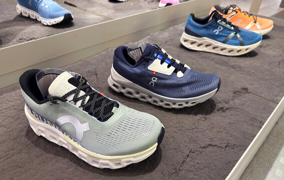 BANGKOK ,THAILAND  July 15, 2025 : On Cloud Running shoes on display at a running shoe specialty store. On is a Swiss Company at siam paragon department store