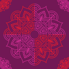  vector illustration of an intricate mandala design in vibrant shades of pink and red