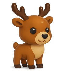 Fototapeta premium Standing cartoon deer with dark antlers and beige belly. Ideal for children's products, stickers, or learning materials