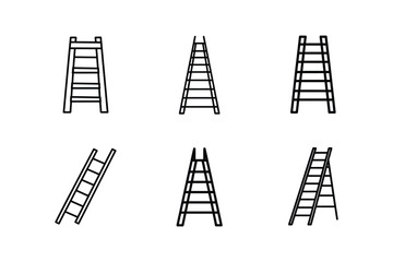 rustic ladder icon line art vector illustration