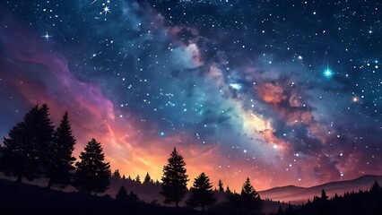 Naklejka premium The illustration showcases a mesmerizing array of stars and nebulae that resemble a cosmic vista.