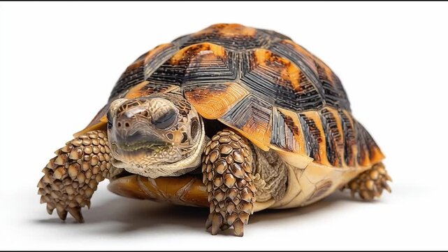 A detailed image of a tortoise with its intricate shell patterns captured in sharp focus