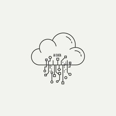 Cloud computing icon with circuit board elements on a light background.