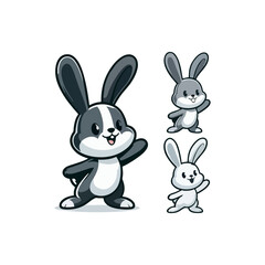 Obraz premium Cheerful rabbit with long ears, standing on hind legs