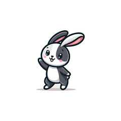 Obraz premium Cheerful rabbit with long ears, standing on hind legs