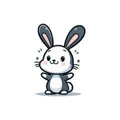 Obraz premium Cheerful rabbit with long ears, standing on hind legs