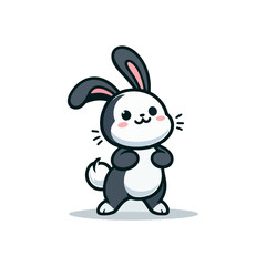 Fototapeta premium Cheerful rabbit with long ears, standing on hind legs