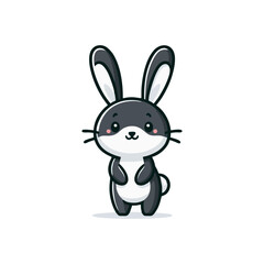 Obraz premium Cheerful rabbit with long ears, standing on hind legs