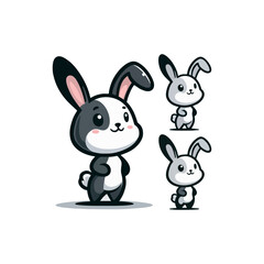 Obraz premium Cheerful rabbit with long ears, standing on hind legs