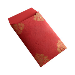 Ornate Red Envelope with Gold Accents for Lunar Celebrations isolated On Transparent Png Background.