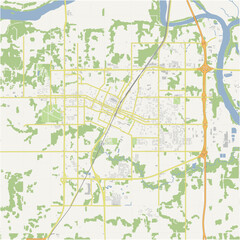 Obraz premium Map of Muskogee in Oklahoma in a normal road map style. Contains layered vector with roads water, parks, etc.