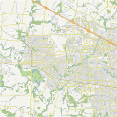 Map of Hillsboro in Oregon in a normal road map style. Contains layered vector with roads water, parks, etc.