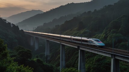 Obraz premium train passing through the mountains