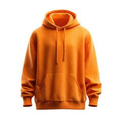 Orange folded hoodie isolated on white and transparent background.