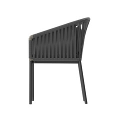 Modern Dark Grey Woven Outdoor Chair 3D Render - Side Profile Isolated PNG