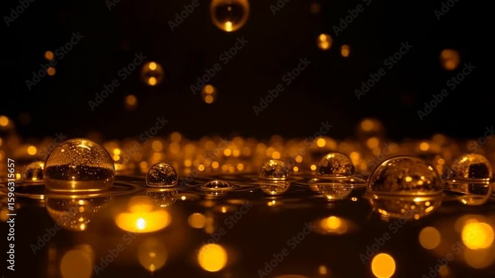 Aufkleber the image features glistening golden orbs surrounded by a shimmering surface, creating an ethereal a