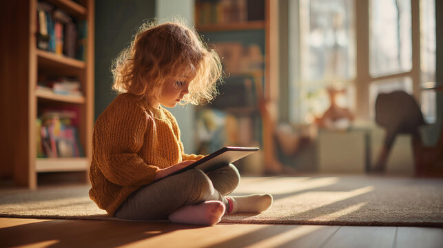 Focused Toddler with Digital Tablet