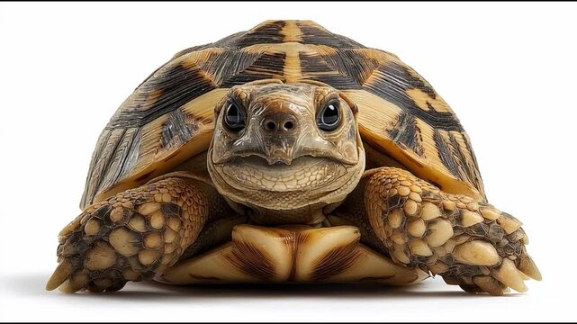 A Close-up of a Tortoise with a detailed patterned shell