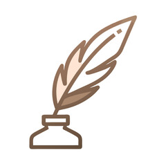 Elegant Feather Pen and Inkwell Icon for Writing, Creativity, and Literary Arts