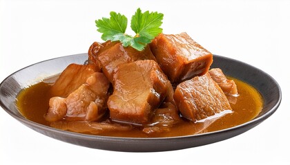 pork boiled in the sweet gravy isolated on a transparent background