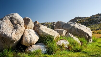 rocks and grass on transparent background