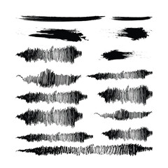 Grunge Brush Stroke Set – Black and Gray Texture, Abstract Black & Gray Paint Brush Strokes