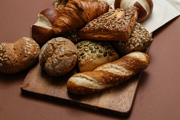Different types of crusty German buns