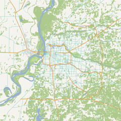 Obraz premium Map of Memphis Metro in Tennessee in a normal road map style. Contains layered vector with roads water, parks, etc.