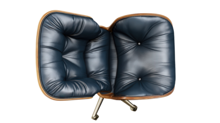 Flat Lay of Stylish Office Chair: A flat lay of a stylish office chair, isolated on a Transparent background, PNG file.