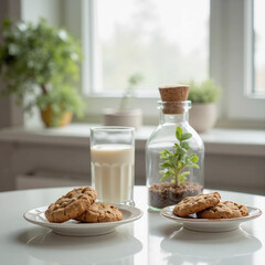 breakfast with milk and cookies
