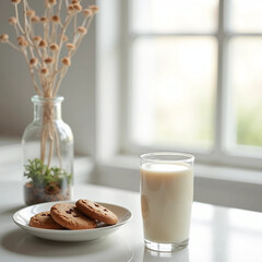 Morning with milk and cookies