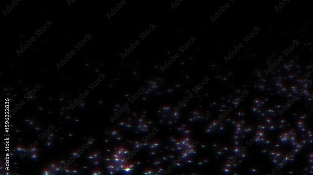 Poster loop glow stars particles falling down animation on black abstract background. animation of fiery wh